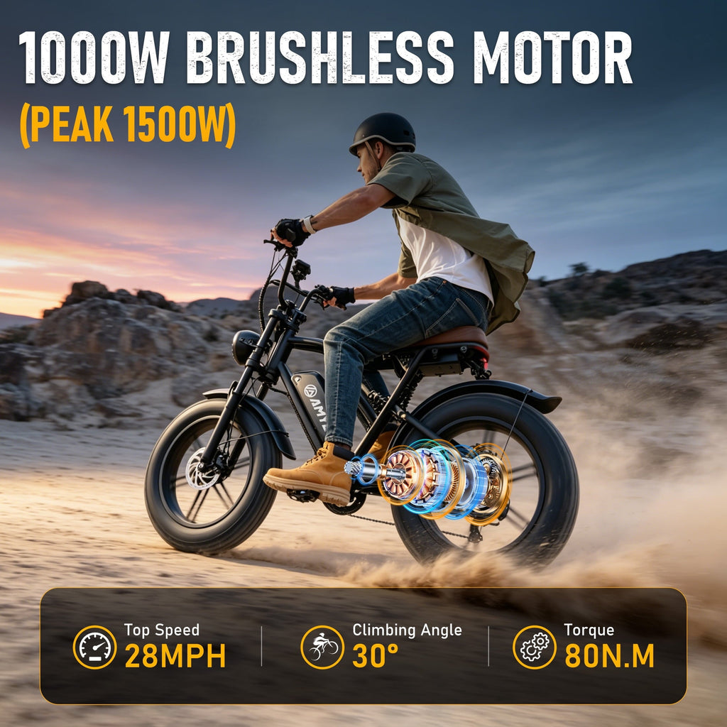 AMYET G60 Electric Bike for Adults, 1000W Peak 1500W, 48V 20Ah, 20x4 Fat Tire E Mountain Bike, UL2849