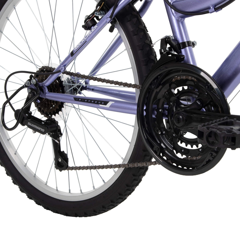 Huffy 24 Rock Creek Mountain Bike, Fits Riders 58” - 70”, Purple, Adult, Women's