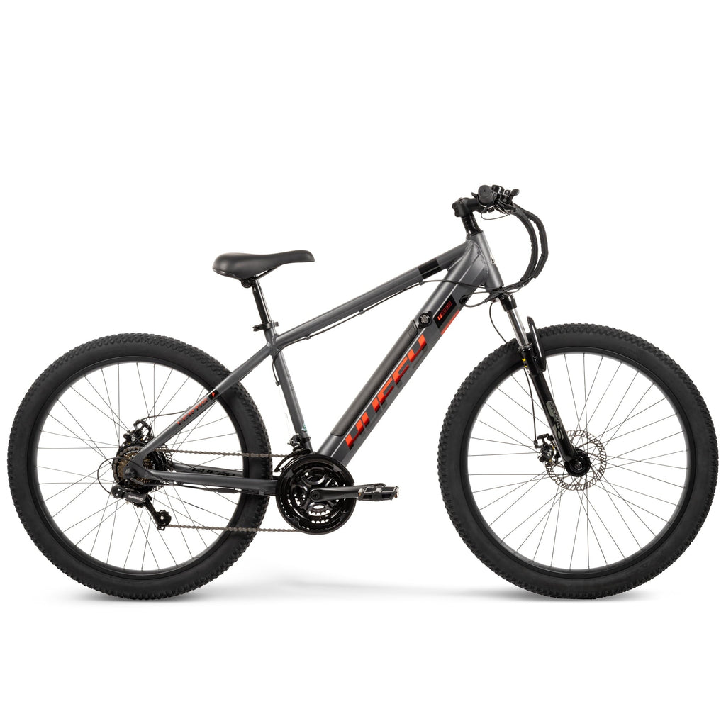 Huffy 27.5 Vertis 36V Electric Mountain Bike, Fits Riders 60+, Gray, Adult, Unisex