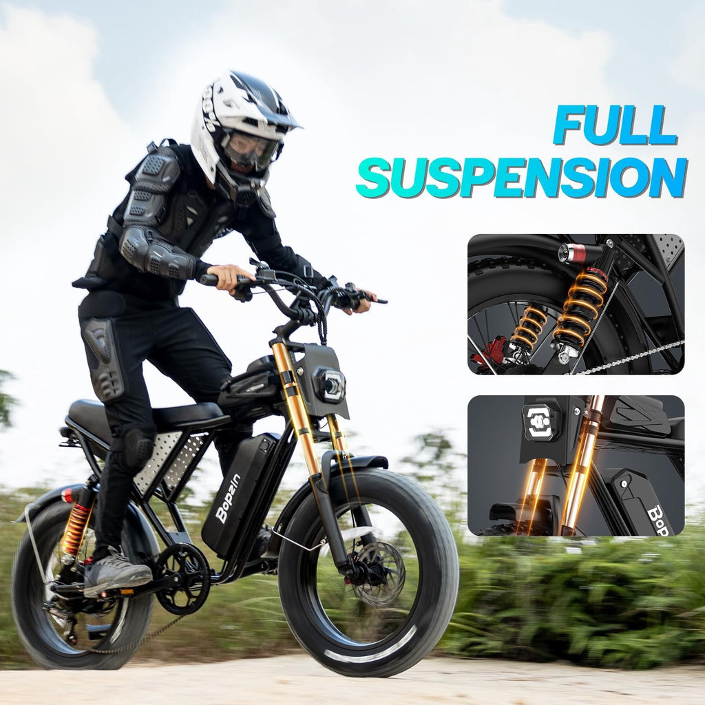 Peak 1500W Electric Bike for Adults,48V 20Ah,Max 80miles & 28mph Electric Bicycle, 20 Fat Tire Full Suspension Mountain Bike UL2849