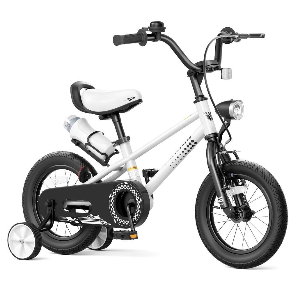 GLAF 12 14 16 Inch Boys Bike with Training Wheels & Water Bottle Holder, for Kids Ages 2-7 Years, Durable Construction, Green