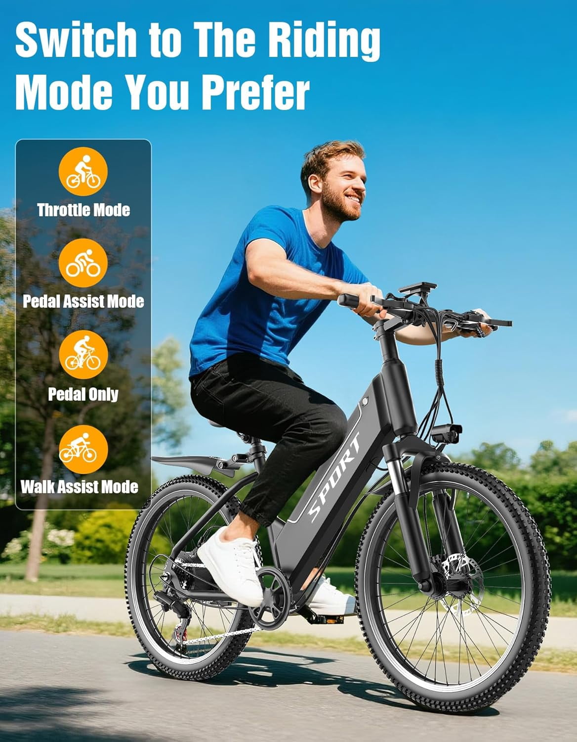 Pikabike Electric Bike for Adults, 26 750W Continuous E-Mountain Bike, 48V 12Ah Battery, UL 2849 Certified, 25MPH, 65 Miles Range, off-Road