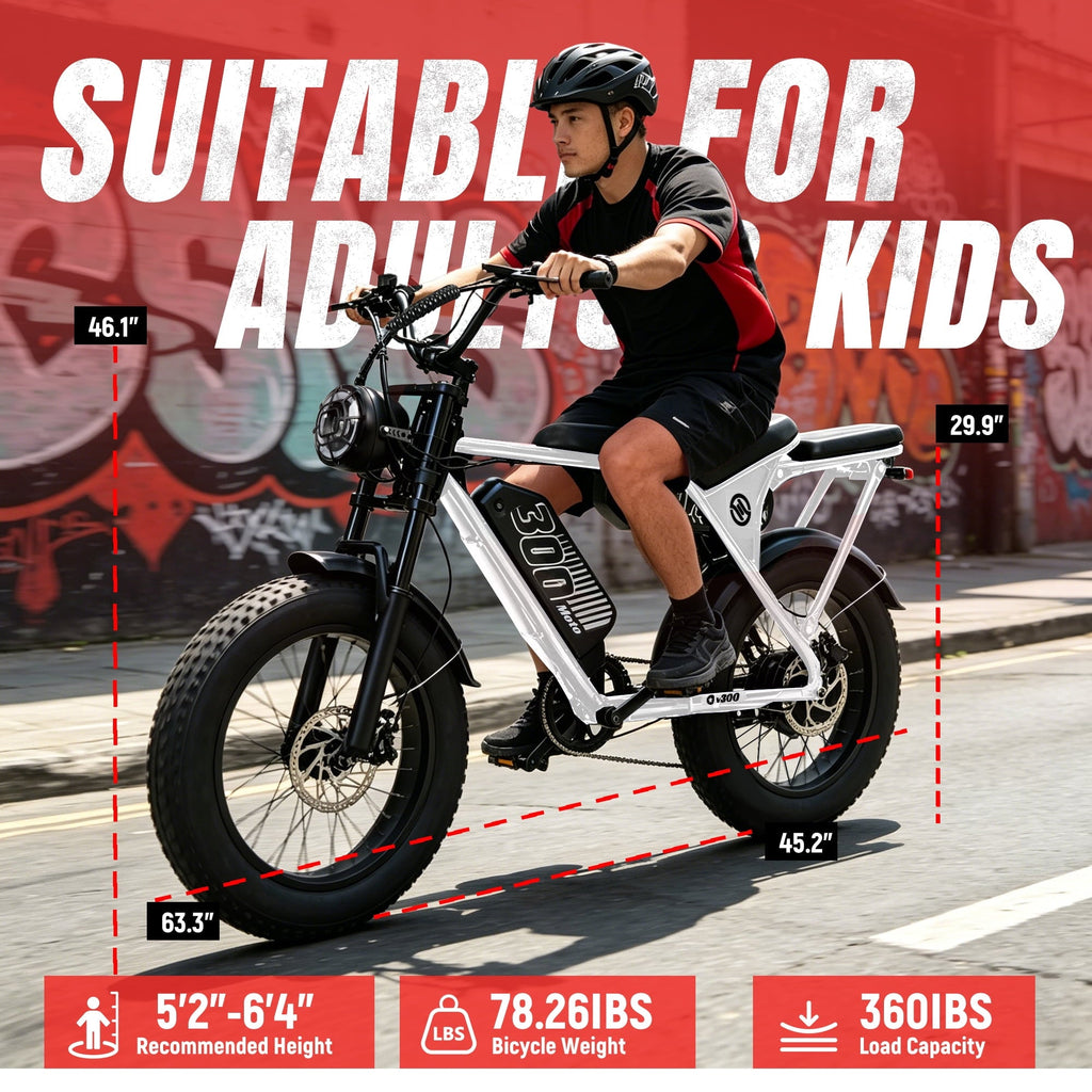 ESKUTE V300D Ebike for Adults, Up to 30MPH Electric Bicycle, Peak 1500W Motor, 48V 41.6AH Removable Battery, 20 x 4.0 Fat Tire E-Bike, Full Suspension, 7-Speed for All Terrain Purple, UL2849