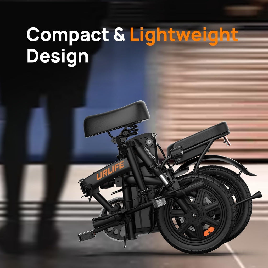 URLIFE 14Folding Electric Bike for Adults,500W Peak Motor,48V 7.5AH Removable Battery,Mini Ebike for Adults City Commuter,UL2849-Black