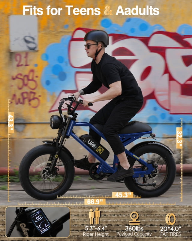 Spark Electric Bike for Adults, 1500W Peak Motor Over 28 MPH(Unlock to 35MPH) EBike, 20 Fat Tires with Dual Suspension & Brakes Motorcycle Black & Brown