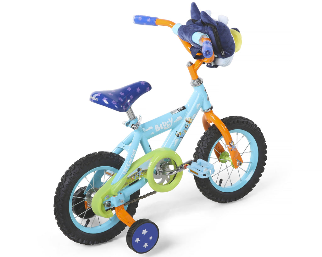 Dynacraft Bluey Kids 12-inch BMX Bike with Training Wheels, Plush Bag, Steel Frame, Coaster Brake, Ages 3-5