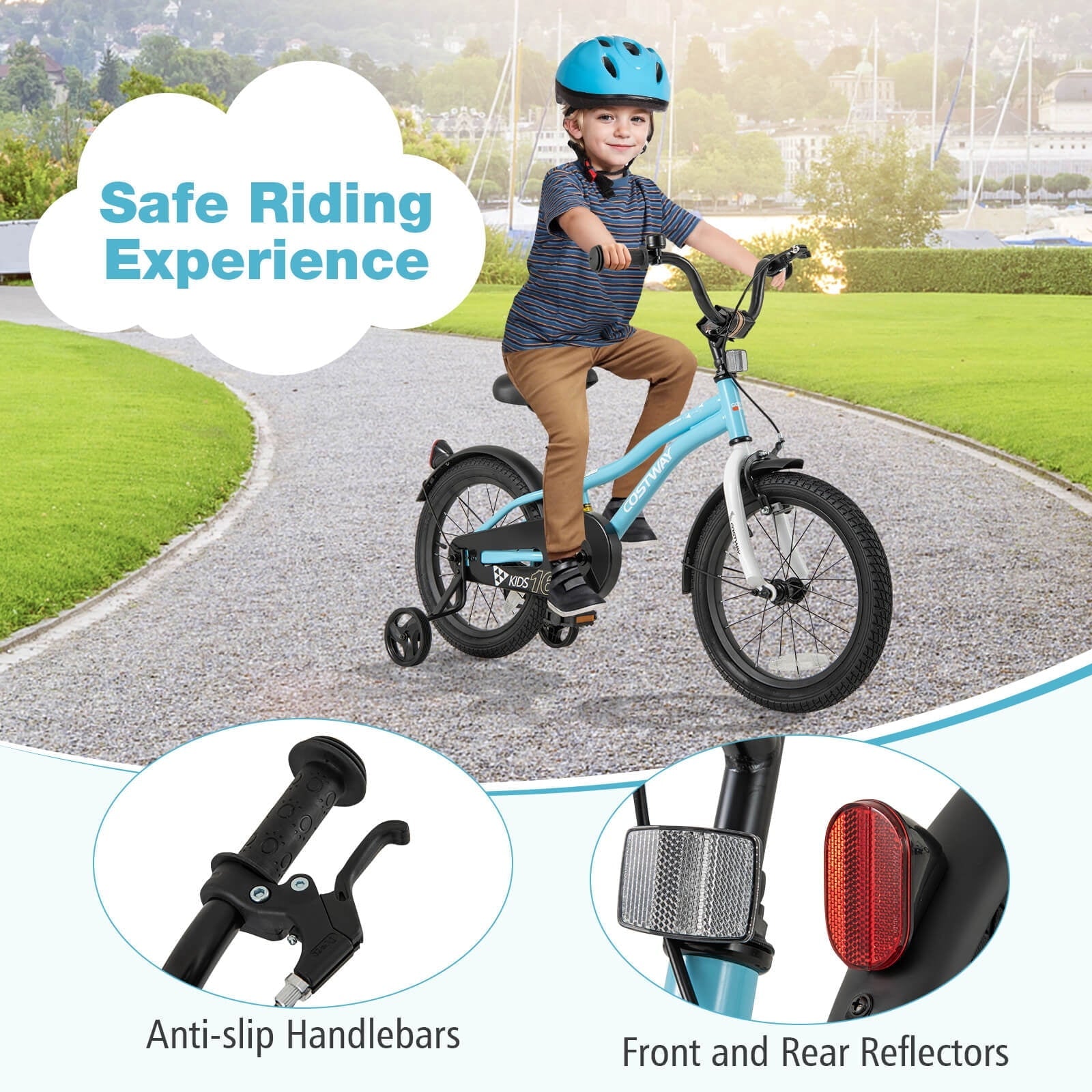 Costway 18 Kids Bike for 4-8 Years Old Boys & Girls with Adjustable Seat Handbrake Reflectors Red