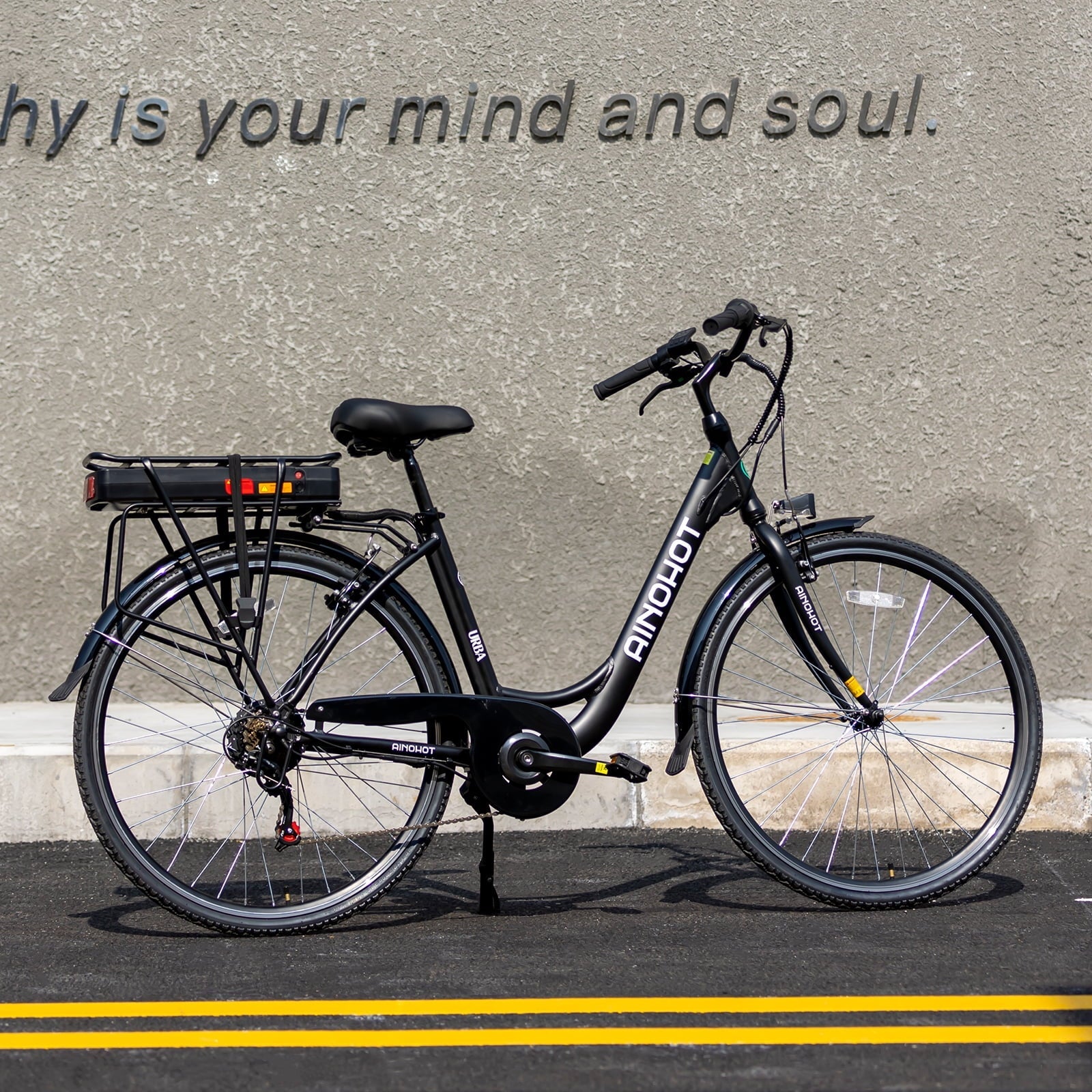 AINOHOT Urba Electric Bike for Adults, 500W Peak Ebike, 28 Step-Thru Electric Bicycle, 15MPH 56Miles E Bike for Men