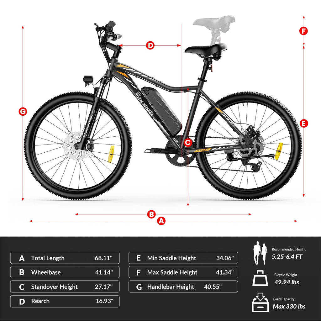 5TH WHEEL WLB17 26 Electric Bike for Adult, 500W Peak Ebike with 36V 10.4Ah Removable Battery, Electric Bicycle with 7 Speed, UL2849, White/Black