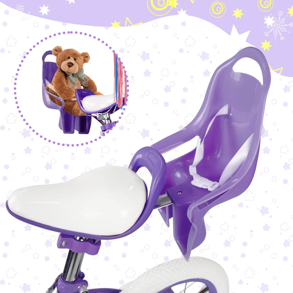 XJD Girls Bike for Toddlers 3-9 Years Old Kids, 16 Inch Kids Bike with Training Wheels, Streamers, Basket and Doll Seat, Children Bicycles with Handbrake