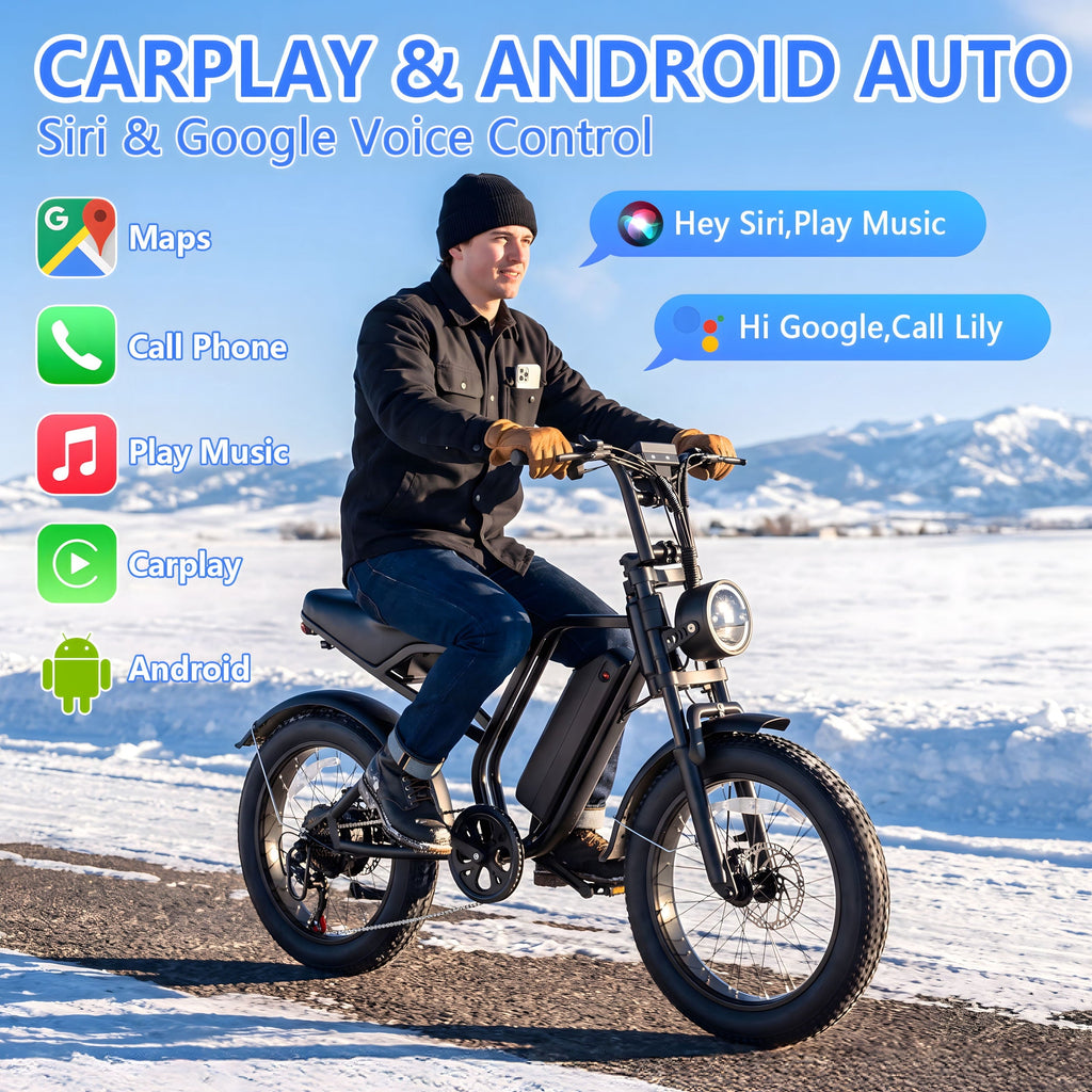Gegaibe Electric Bike for Adults, 750W/1500W Peak Fat Tire E-Mountain Bicycle, Wireless CarPlay & Android Auto, UL2849