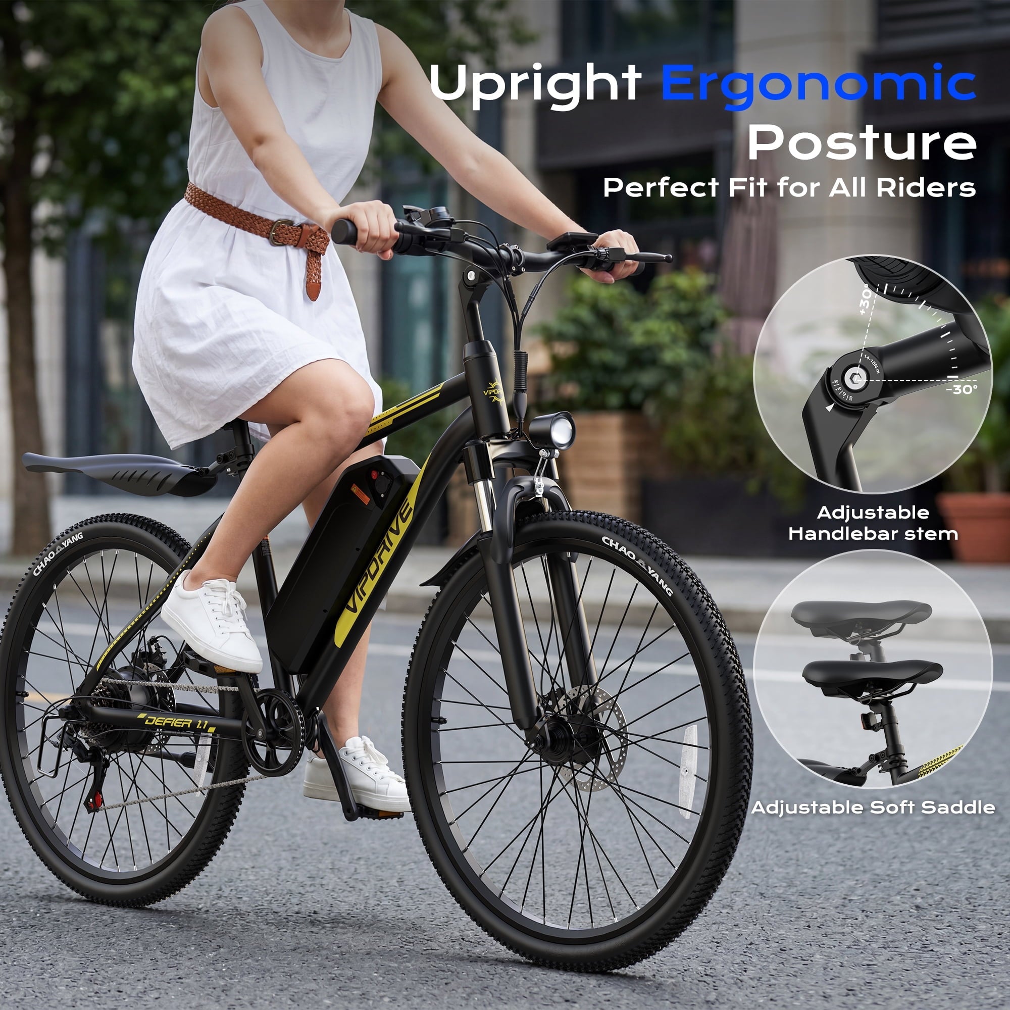 VIPDRIVE Electric Bike for Adults, 26'' 750W Peak Ebike, 48V 7.8AH Removable Battery .Up to 40 Miles 20MPH Electric Mountain Bike .Front Fork Suspension .UL2849