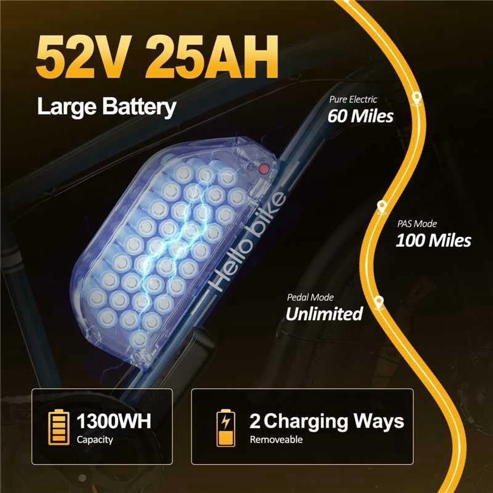5000W Electric Bike for Adults, 52V 25Ah Max 45 mph 100 Miles, 26 Fat Tires City Commuting Ebike 7 Speed for Off-Road Mountain Riding UL 2849