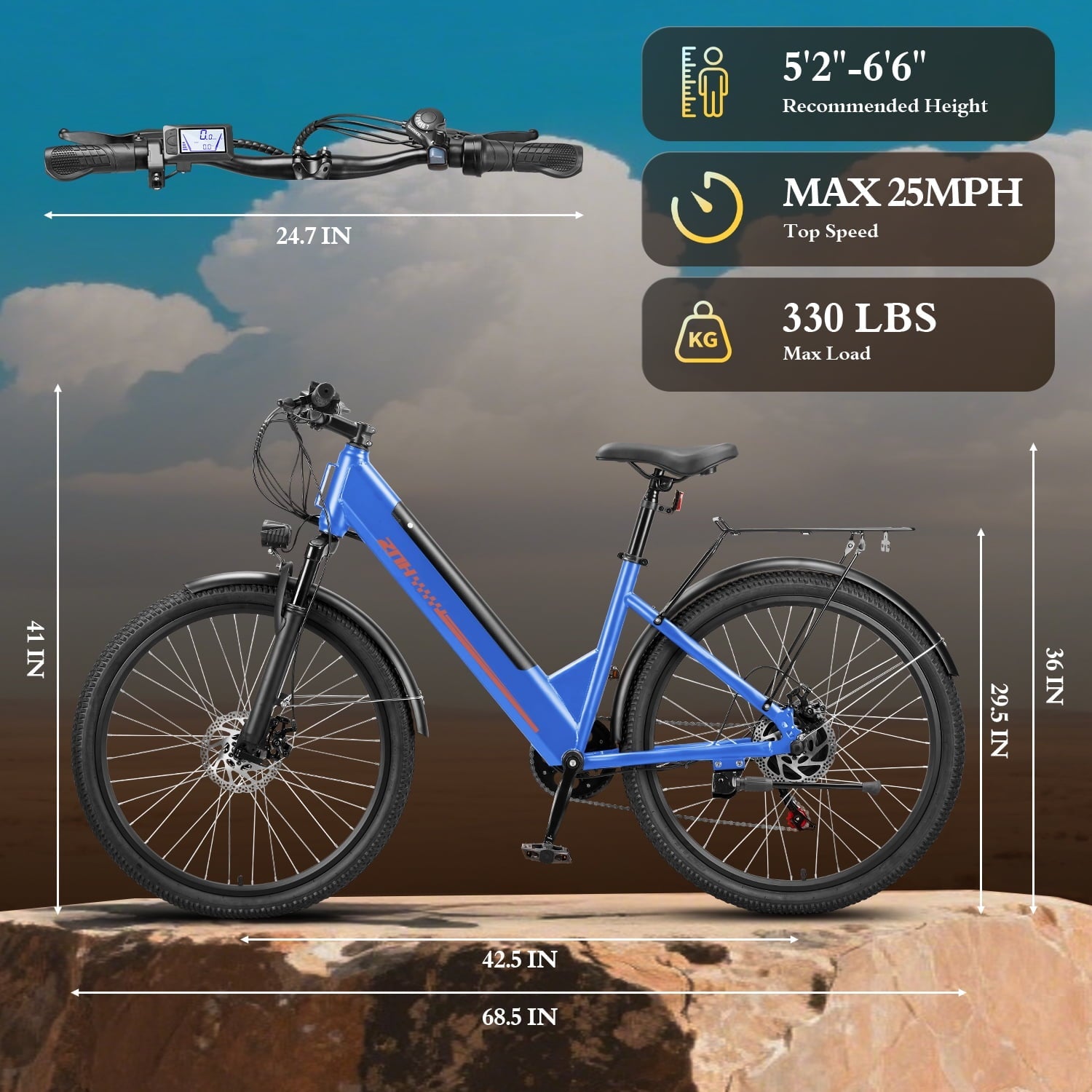 ZNH 26Low Step Commuter Electric Bike for Adults|750W Powerful Motor Adult Electric Bicycles Max 20mph|48V 13Ah Removable Battery Women City Ebike|UL2849|Black