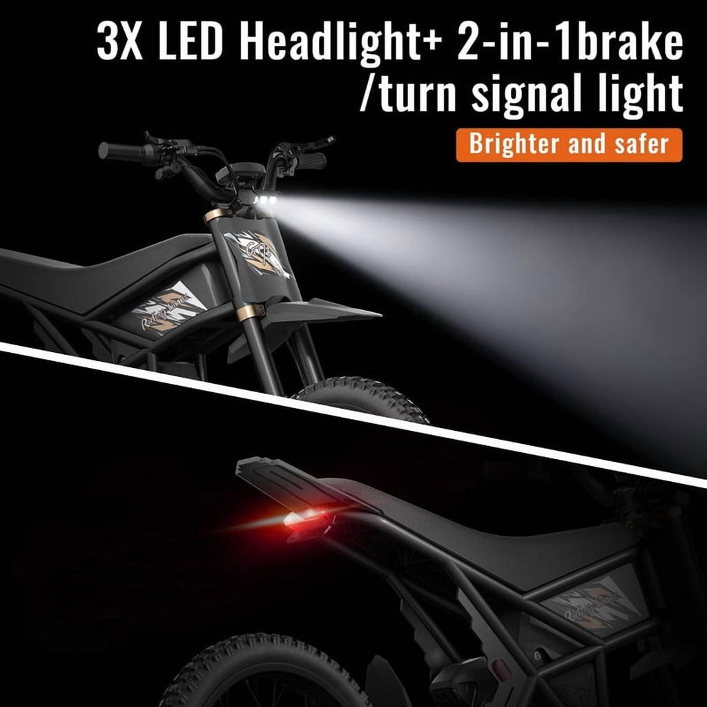 Riding'times GT54 PRO Electric Dirt Bike for Teens Adults,60V 25AH 40MPH Ebike with 14/12 Motorcycle Tire,3000W Dual Hydraulic Brakes Mountain Off-Road Dirtbike