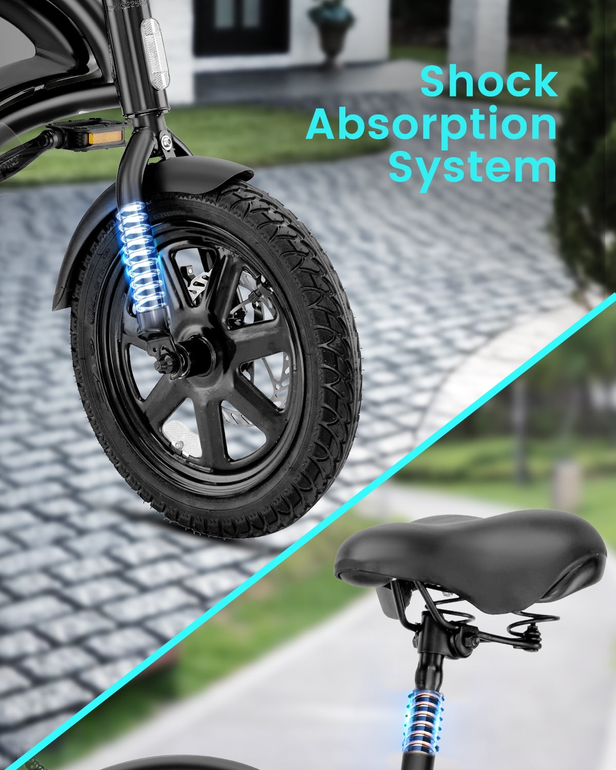 DYU D3F Electric Bike Peak 500W 36V, 14 Mini Ebike for City Commuter, Folding Electric Bicycle for Adult, UL2849