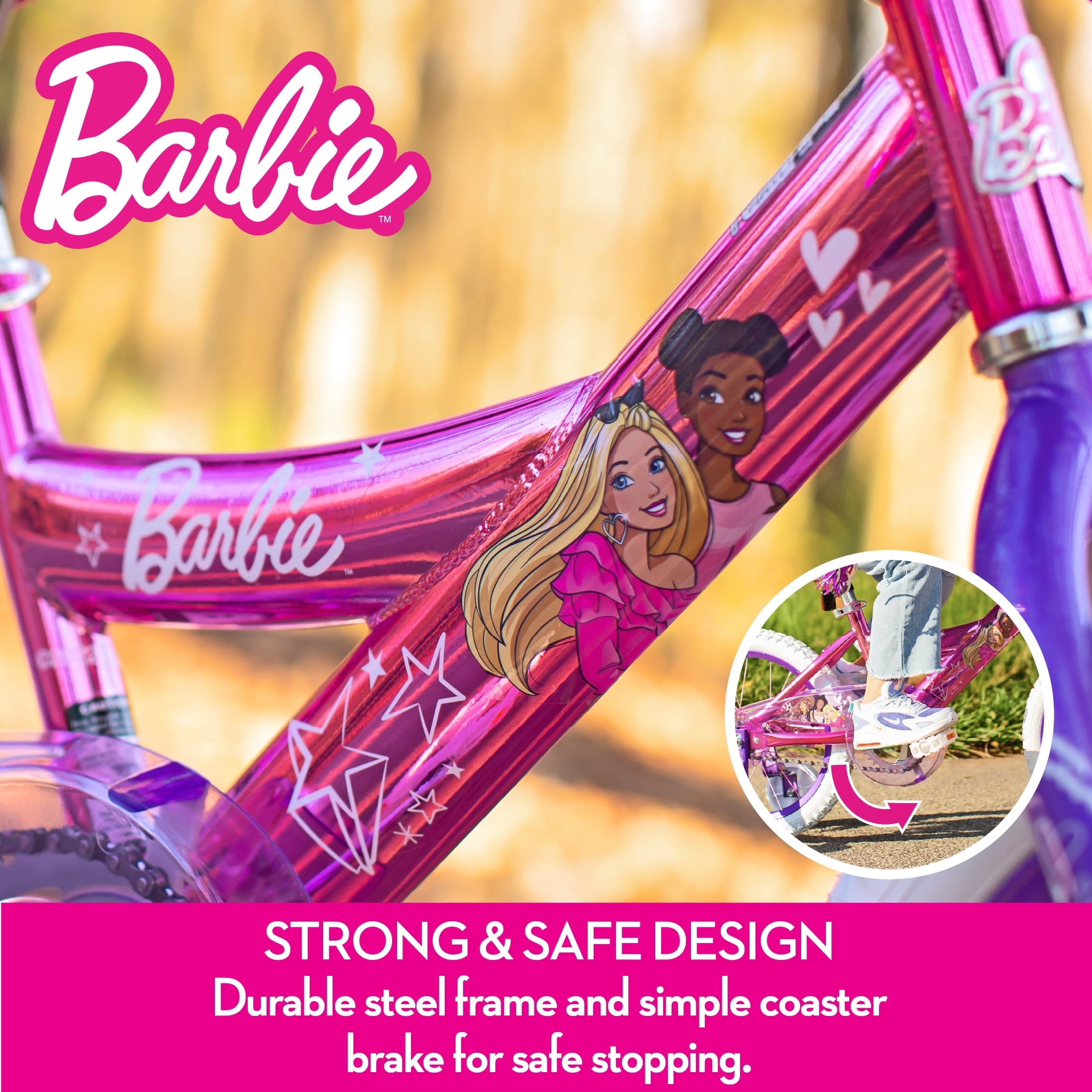 Dynacraft Barbie Girls 16 BMX Bike, For Ages 5-7 Years, Pink