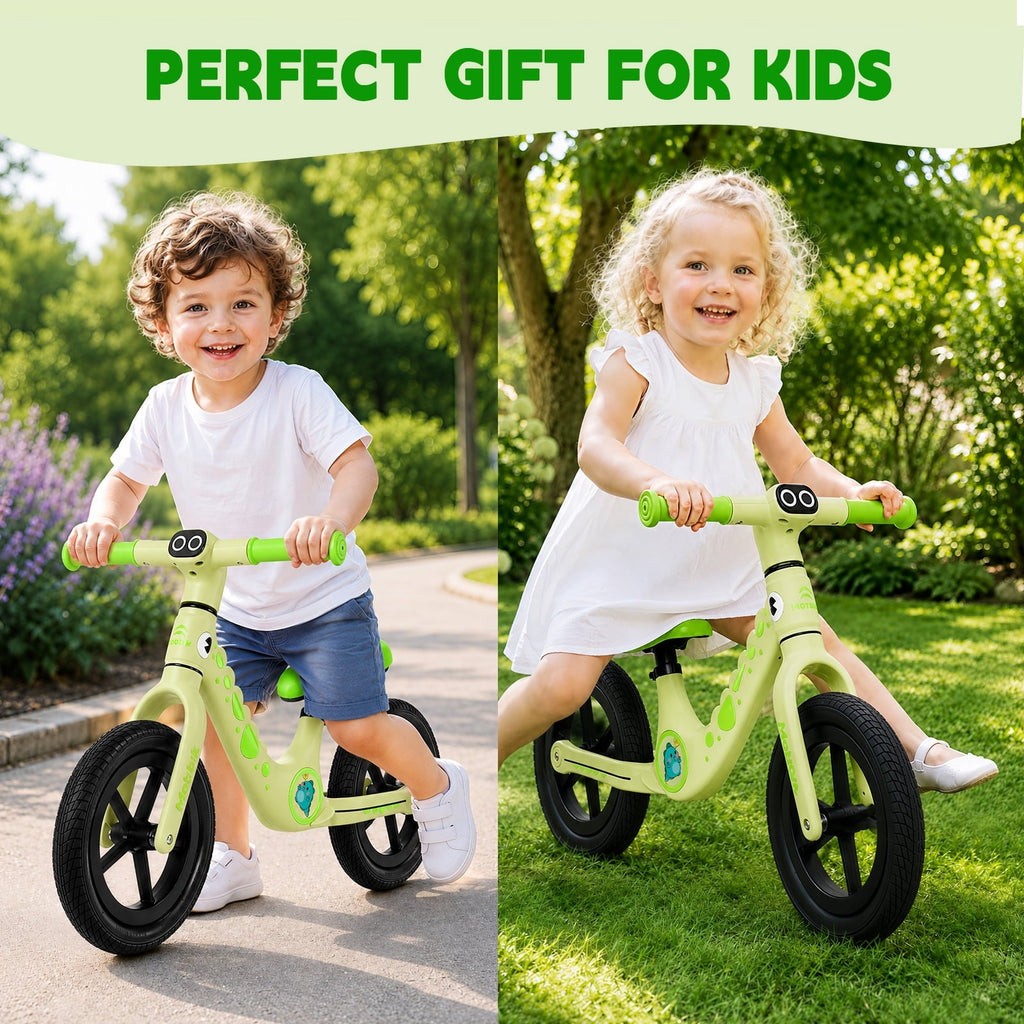 WLRETMCI 12 Kids Balance Bike, Glass Fiber Lightweight Toddler Bicycle for 2-5 Years Boys Girls, Pink
