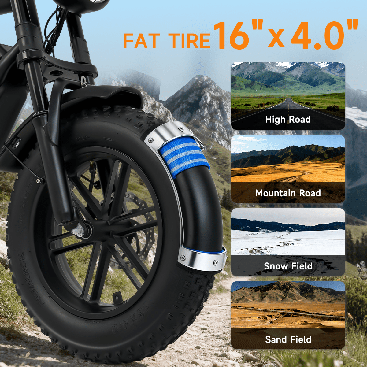 1500W Peak Electric Bike for Adults, 30MPH Electric Bike, 16 Fat Tire E-Mountain Bikes, Dual Suspension Ebike, Removable 48V 13Ah Battery, 7-Speed, UL 2849