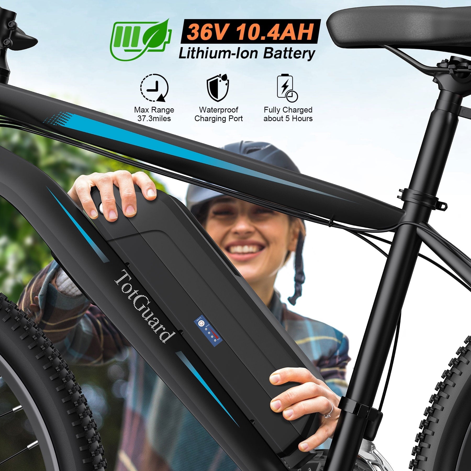 TotGuard Electric Bike for Adults, 26 Ebike 350W Adult Electric Bicycles, Electric Mountain Bike with 36V 10.4Ah Battery, Suspension Fork, Shimano 21 Speed Gears