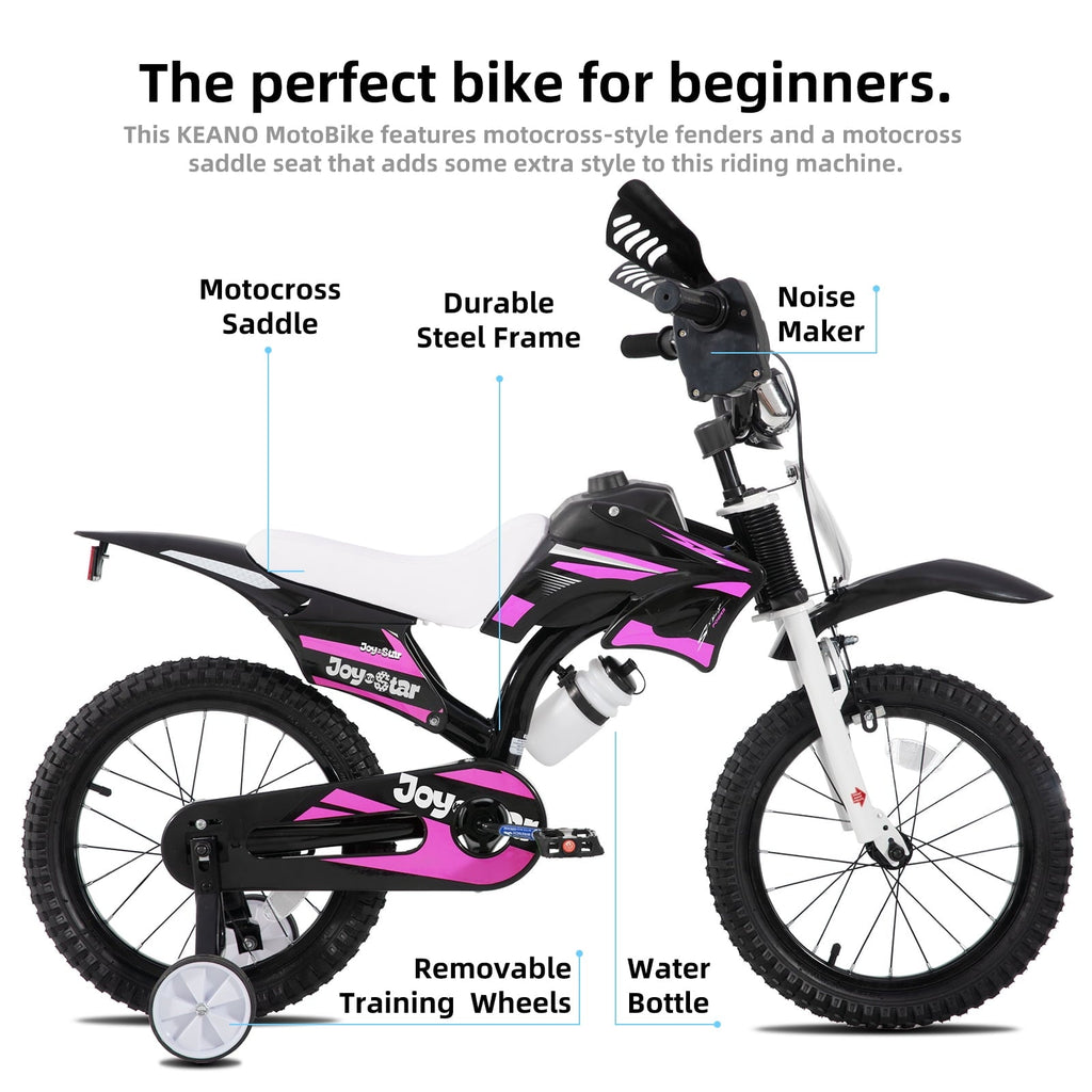 JOYSTAR Motocross Style Kids Bike for Boys Girls Ages 4-7 Years, 16 Inch Children Bicycles Blue