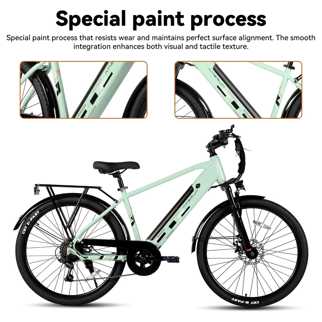 HILAND 26 Electric Bike for Adults with 500W Brushless Motor, 40Miles 20MPH Electric Mountain Bike with 36V 7.8AH Removable Battery UL2849,Green