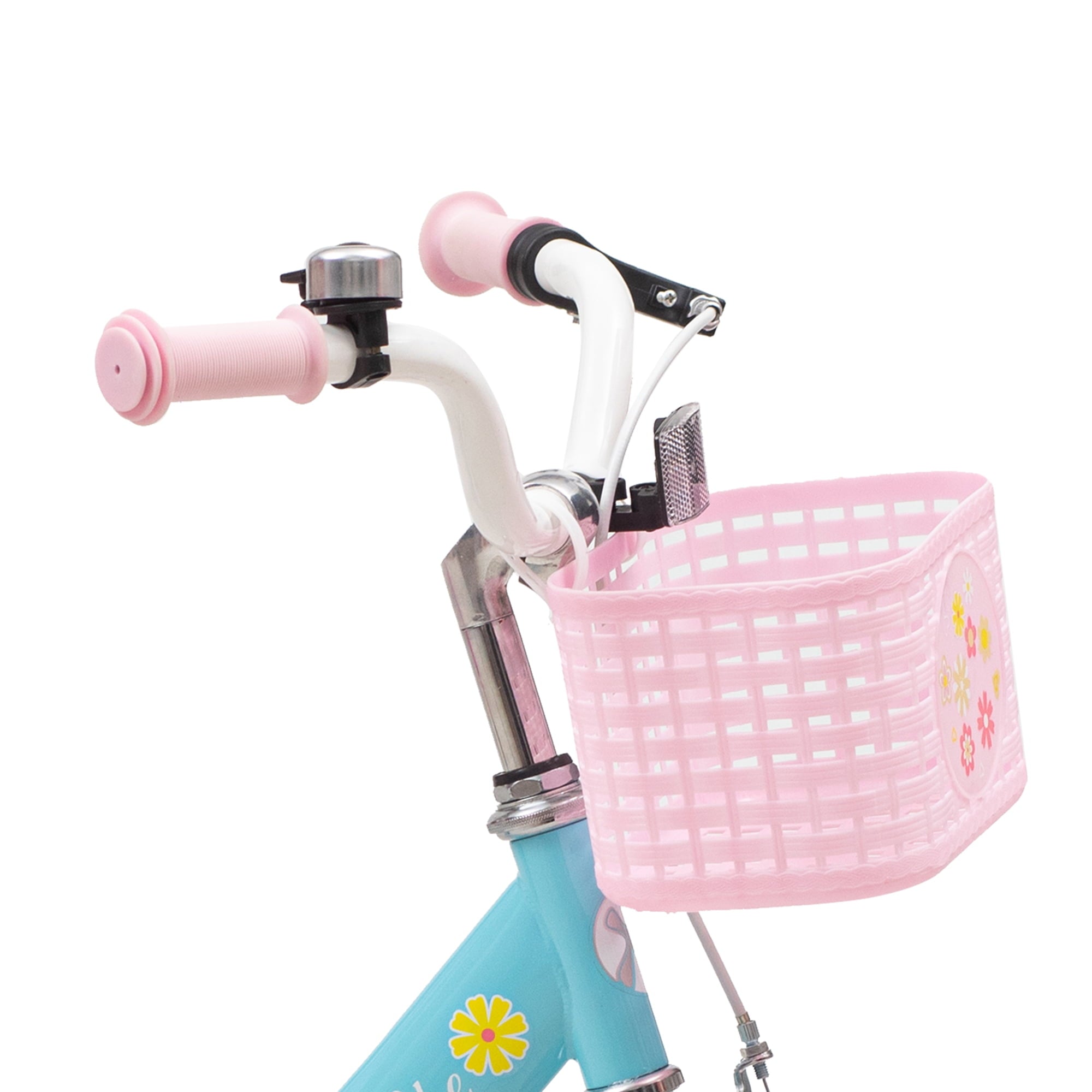 ACEGER 14 Inch Girls Bike with Basket, Training Wheels, Doll Seat, Purple Kids Bicycle for Ages 3-5