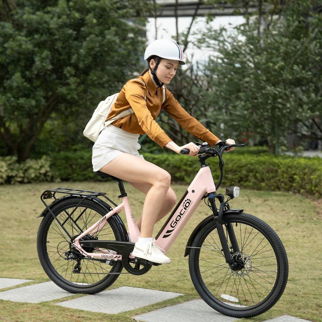 Gocio 26 x 2.1 Electric Bike for Adults, 500W Commuter Ebike, 48V 720wh Built-in Battery, 5 Riding Modes, Max 60 Miles, LCD, Lockable Front Suspension Step Thru E Bikes UL 2849