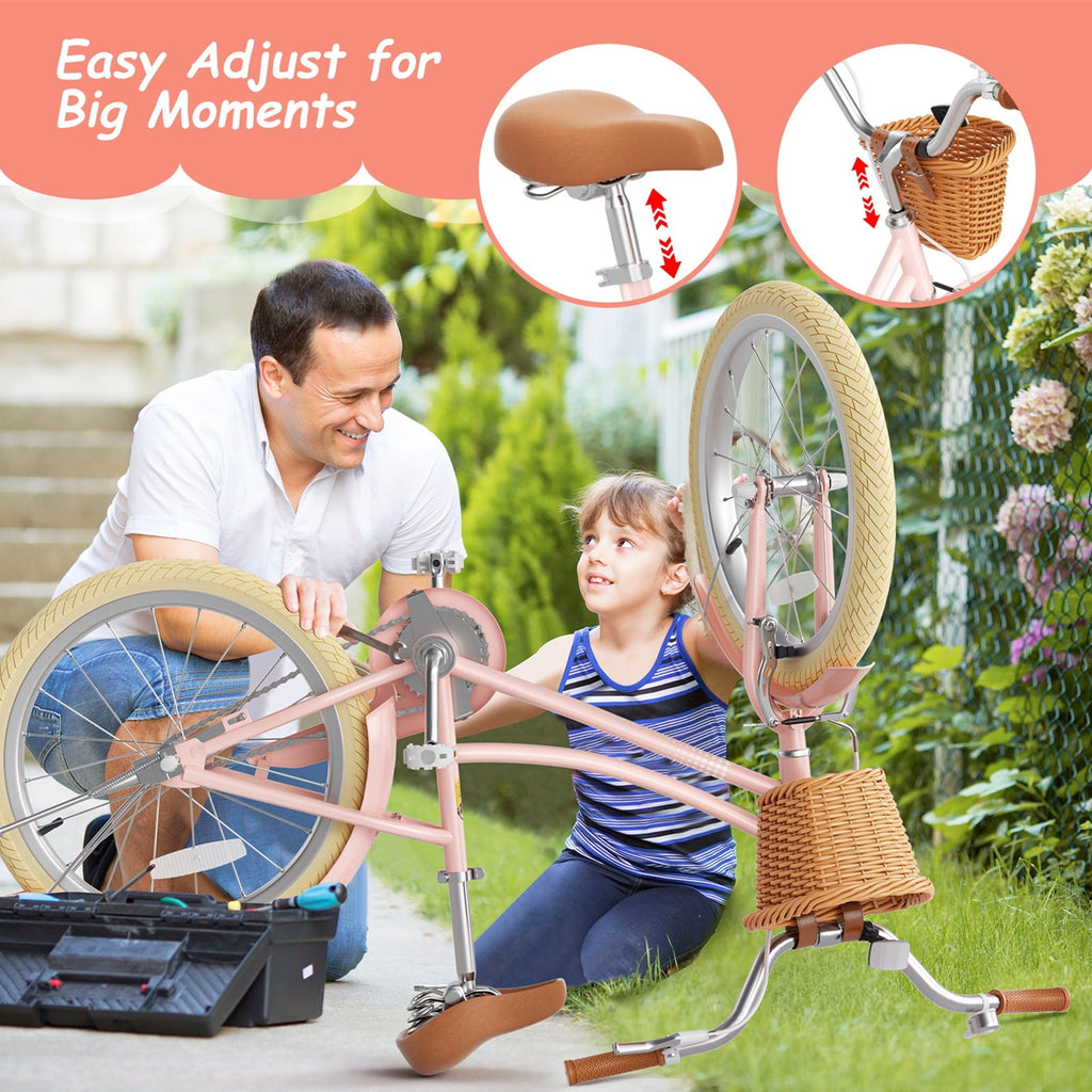 XJD 20 Inch Girls Bike for 6-12 Years Old Toddlers and Kids, Kid's Bicycle with Basket, Kid's Bike with Kickstand & Adjustable Seat Handlebar Height