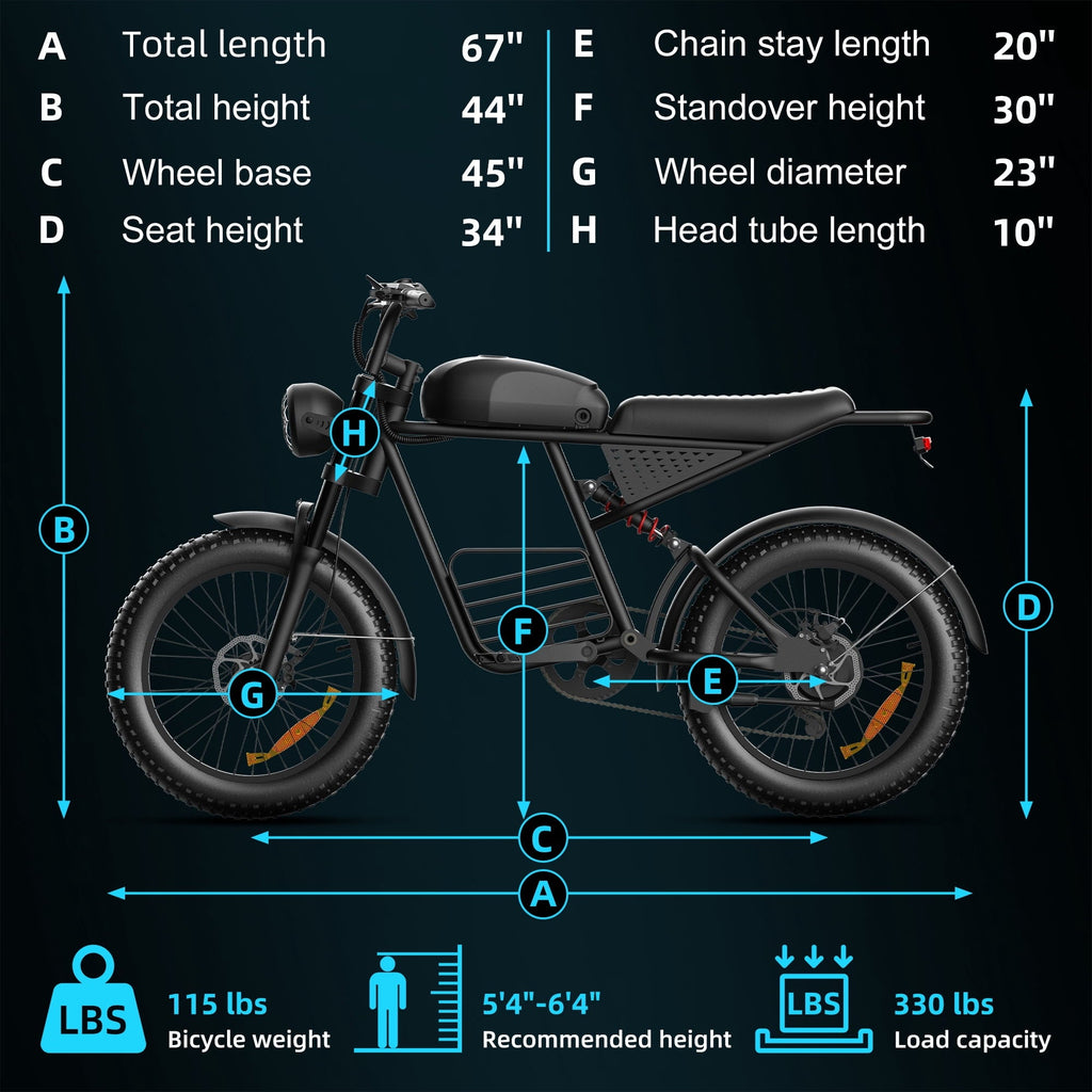 Kvaileqx Electric Bike for Adults, 1500W E-Mountain Bike, 35MPH, 40-60 Miles Range, 48V 20AH, 20 Fat Tire off-road Ebike, UL2849