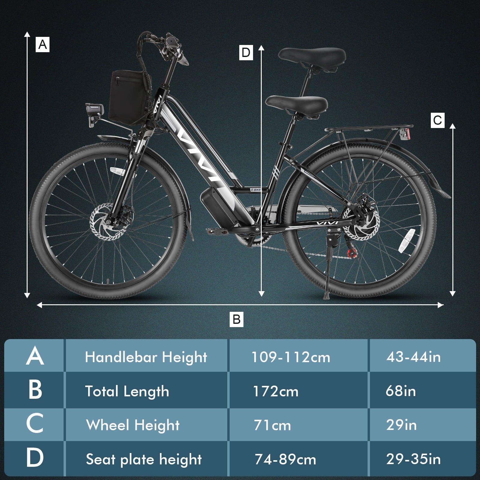 Vivi Electric Bike 26 City Commuter Electric Bike 48V 500W Step-Through Electric Bike 19.8MPH Electric Cruiser Bike Beach Bike with Cruise Control, UL2849 Certified