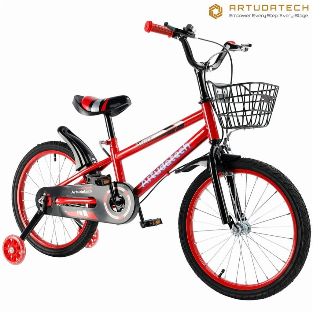 Kids Bike for Ages 3-10 Years Old Boys Girls, 14/16/18 Inch Kid's Bikes with Training Wheels, Basket, Dual Brake, Children Bicycle for Kids and Toddler Beginners, Pink/Red