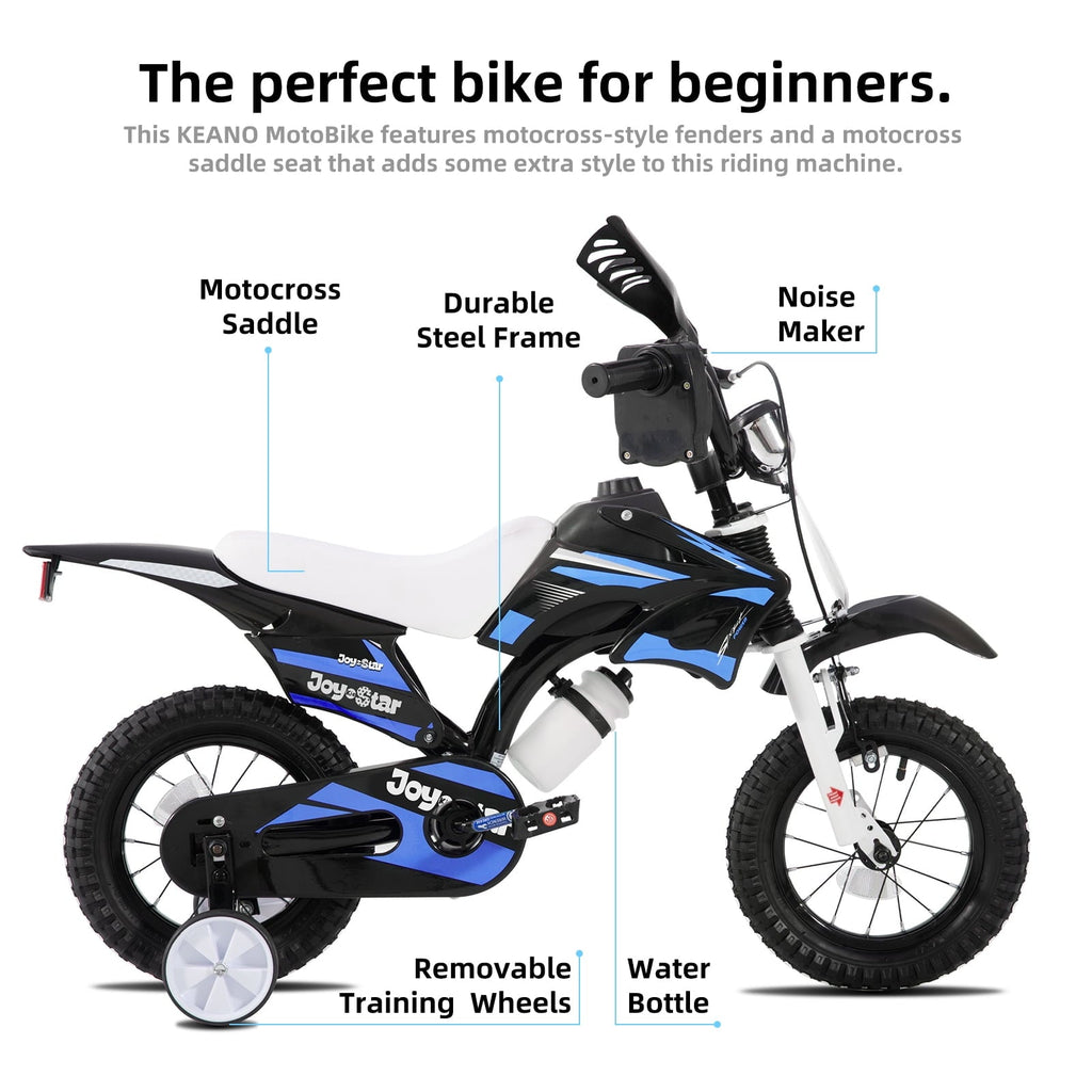 JOYSTAR Motocross Style Kids Bike for Boys Girls Ages 2-4 Years, 12 Inch Children Bicycles Black