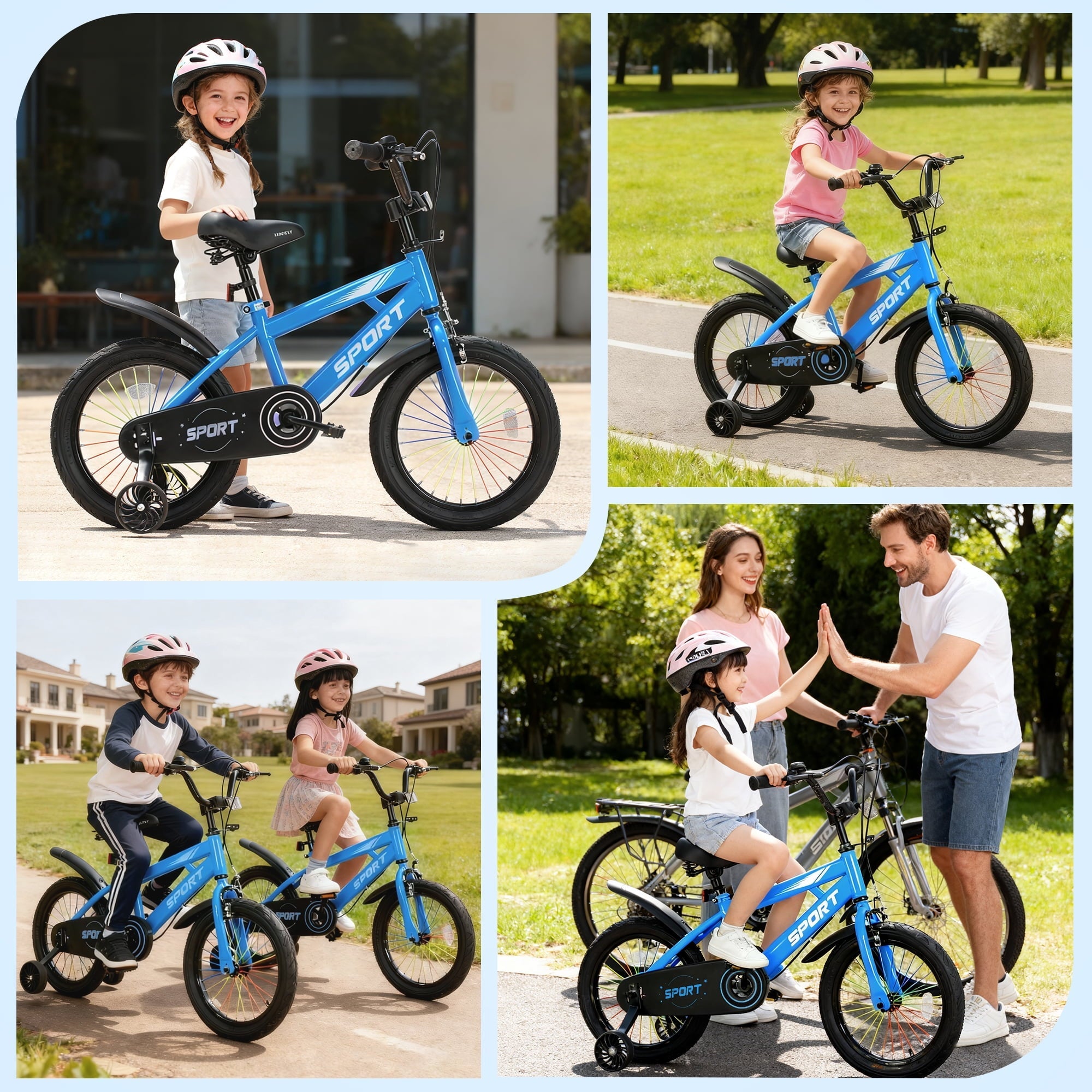 Lookfly 16 Kids Bike for Boys and Girls with Removable Training Wheels,Children's Cicycle,Purple