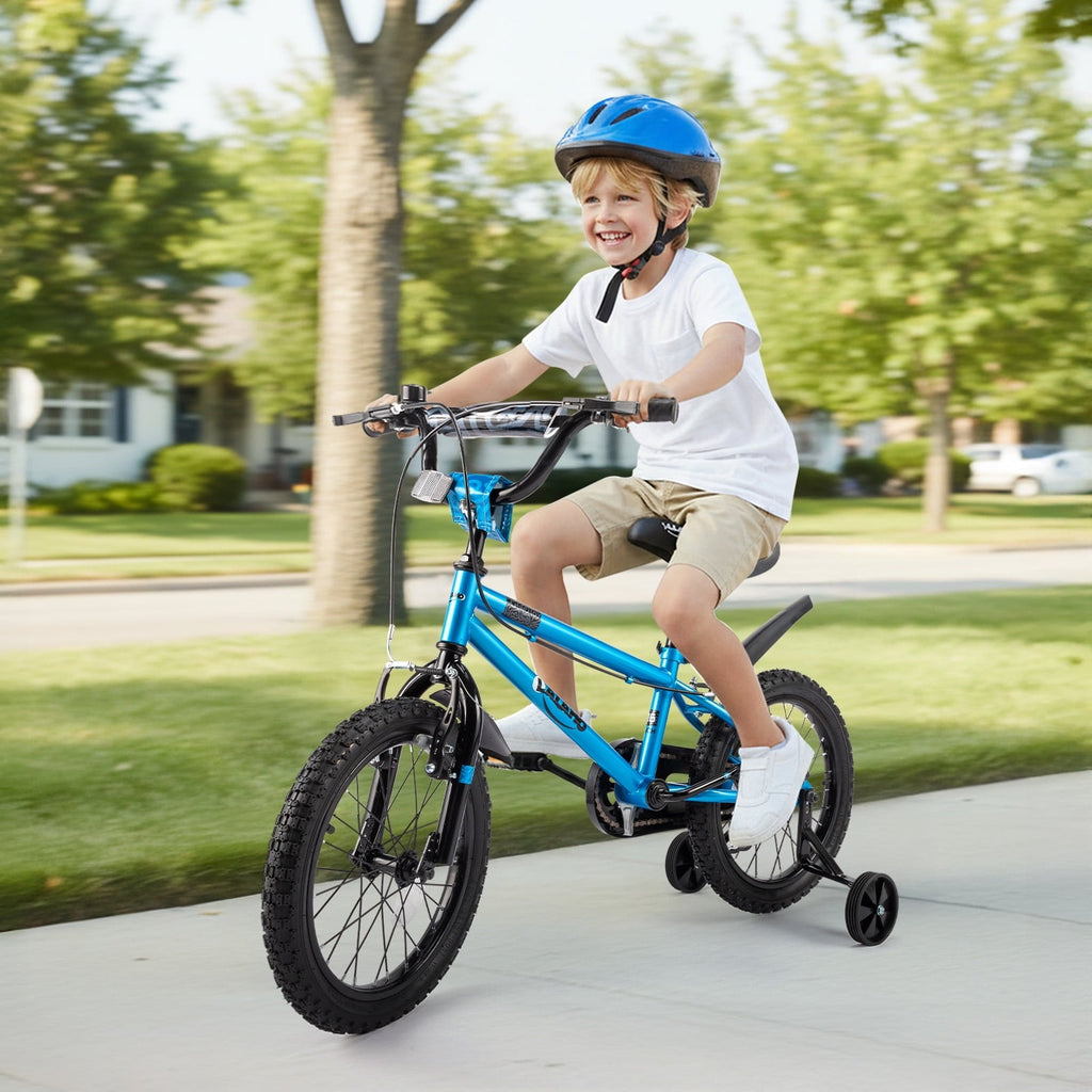 Ktaxon Bike, 18 Inch Bicycle with Training Wheels and Kickstand, Easy to Assemble, Learning to Ride, Blue