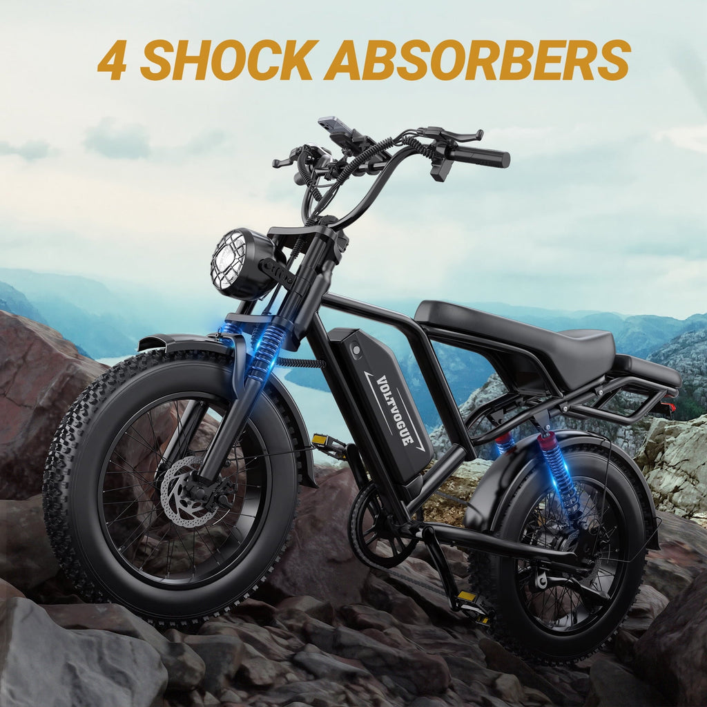 VOLTVOGUE BK-20 Adult Electric Bike, 1500W Brushless Motor, 20 Fat Tire 48V 960Wh Ebike, 31MPH Top Speed Dual Suspension
