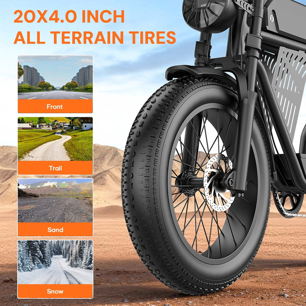ASKGO Electric Bike for Adult, 2200W Peak Electric Dirt Bike, 100 Miles, 7 Speed Electric Motorcycle, 48V Removable Battery, 20 Fat Tire Off Road Ebike, Full Suspension Ebike for Snow/Beach/Mountain