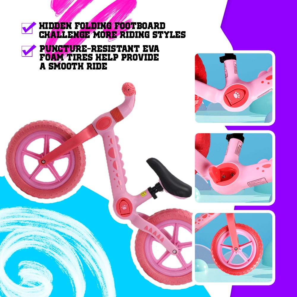 Hoverheart Dinosaur Balance Bike, No Pedal Kids Toys Baby Balance Bike Child Push Along Walking Bike (Blue)