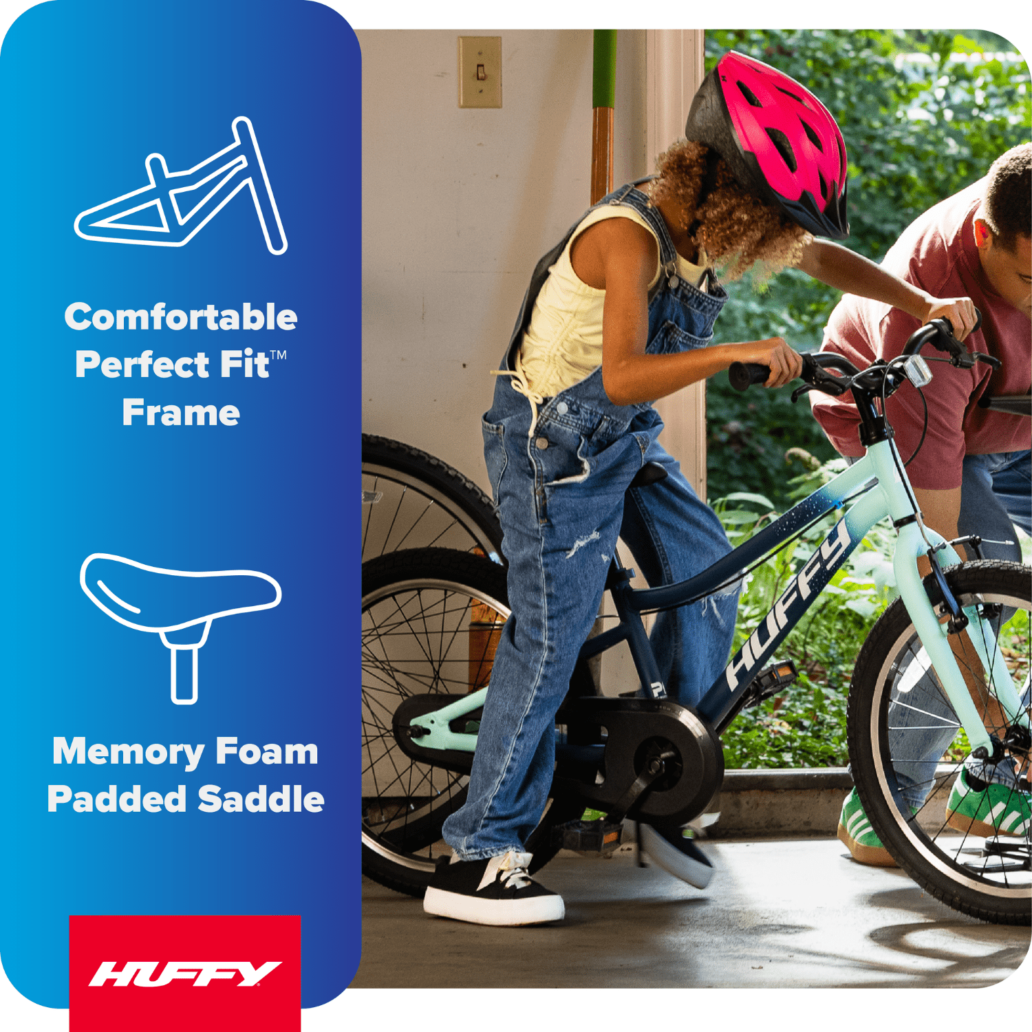 Huffy 20-Inch GRM Kids' Bike, Perfect Fit Frame for a Natural Riding Position, Dual Braking System for Confident Control, Full Chainguard for Safety, Fits Riders 45–52 Tall, Blue