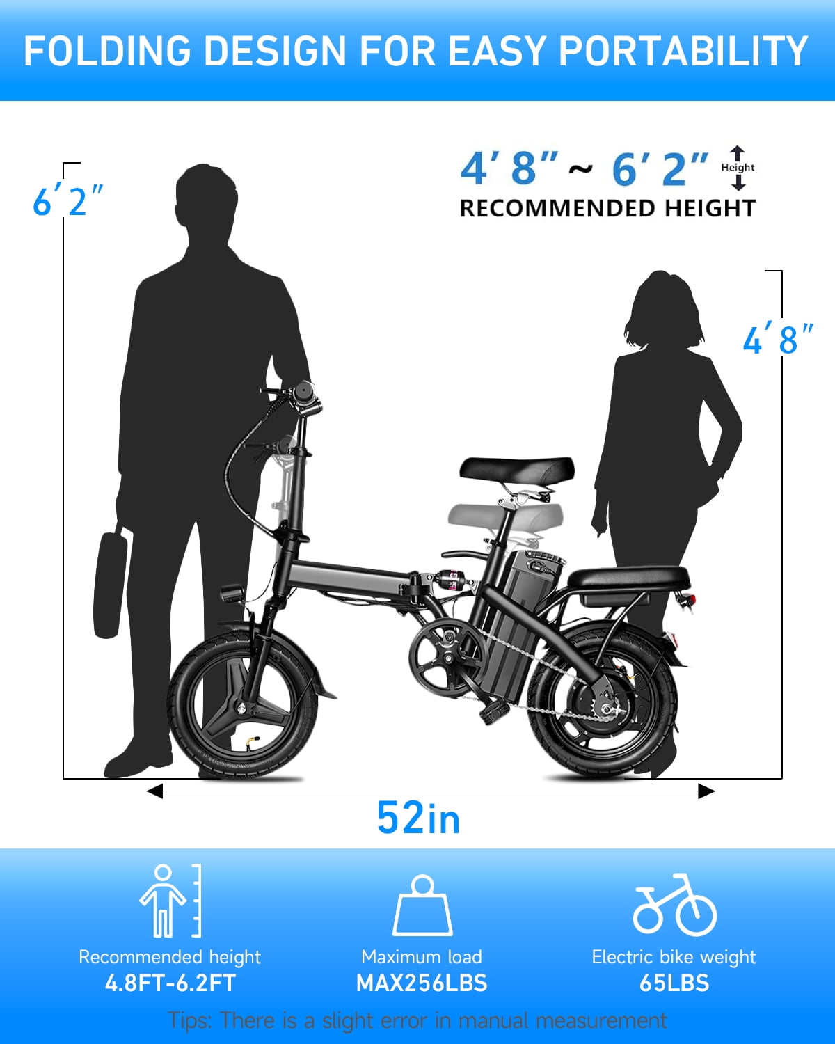 BroPath Electric Bike for Adults, 14 Folding Ebike, Electric Bicycle with 576WH Battery, 21MPH,20+ Miles(MAX),450W High Motor,Multi-Shock Absorption,Commuting Mini E Bikes,UL2849,Ebike for Teens