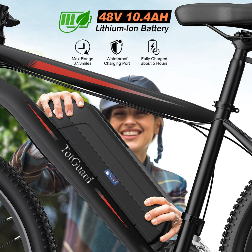 TotGuard Electric Bike for Adults 27.5 E-Bike with 500W Motor, Electric Mountain Bike with 48V 10Ah Battery, Lockable Suspension Fork, Shimano 21 Speed Gears UL2849