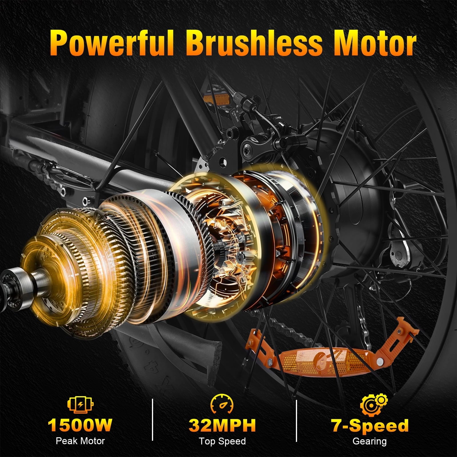 1500W Electric Bike, 20 Fat Tire E-Mountain Bikes, 48V 18Ah 32MPH Ebike for Adults Full Suspension UL2849, All-Terrain E-Bike, Orange