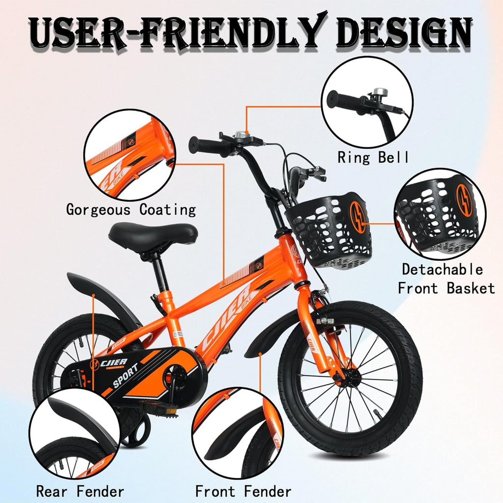 NEORIVER 14 Kids Bikes for Girls and Boys, Kids' Bicycles with Training Wheels, Ages 3-5 Years