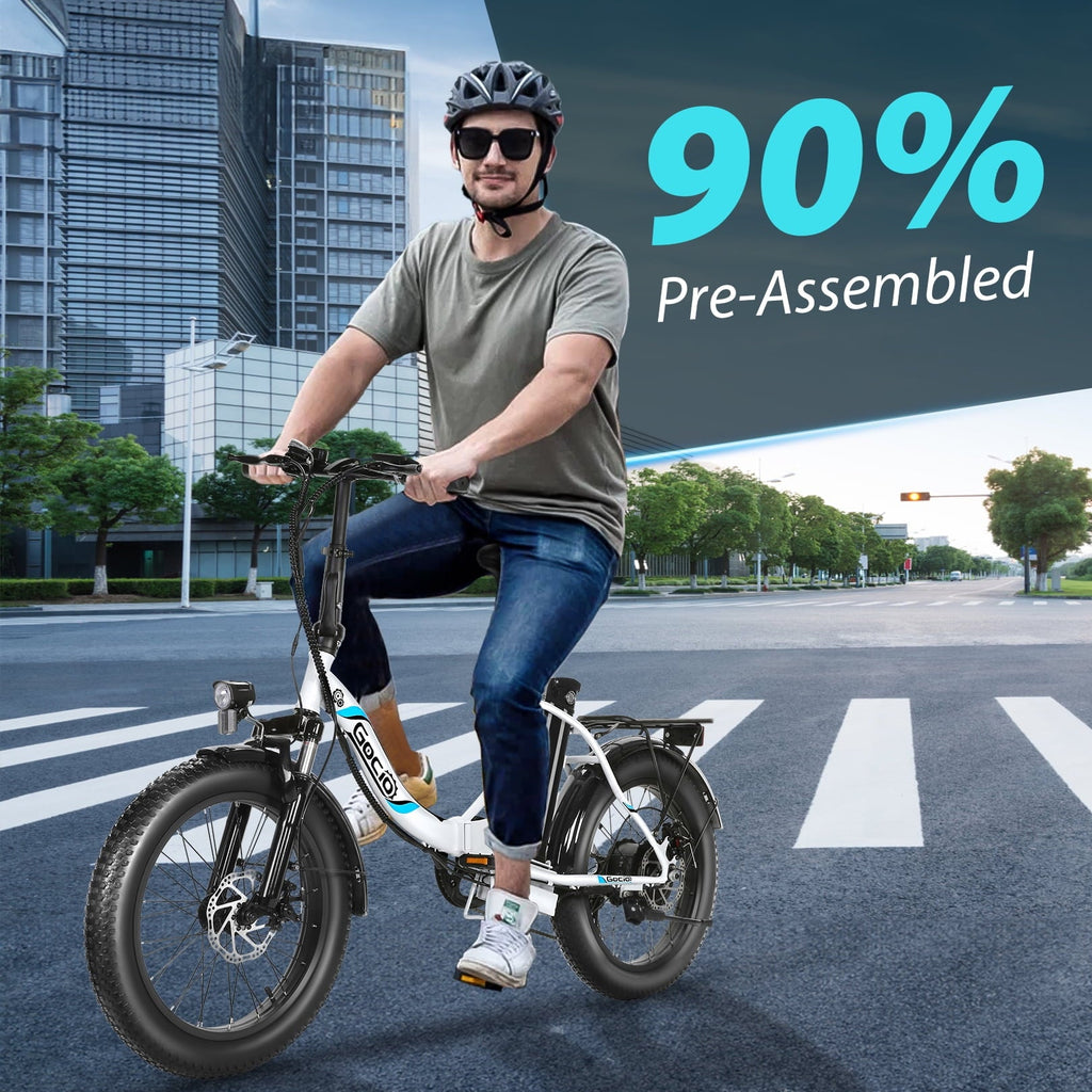 Gocio 20 Folding Electric Bike for Adults, 750W Peak Motor Fat Tire Commuter Ebike, 48V 10.4Ah Battery, 7 Speed, UL2849
