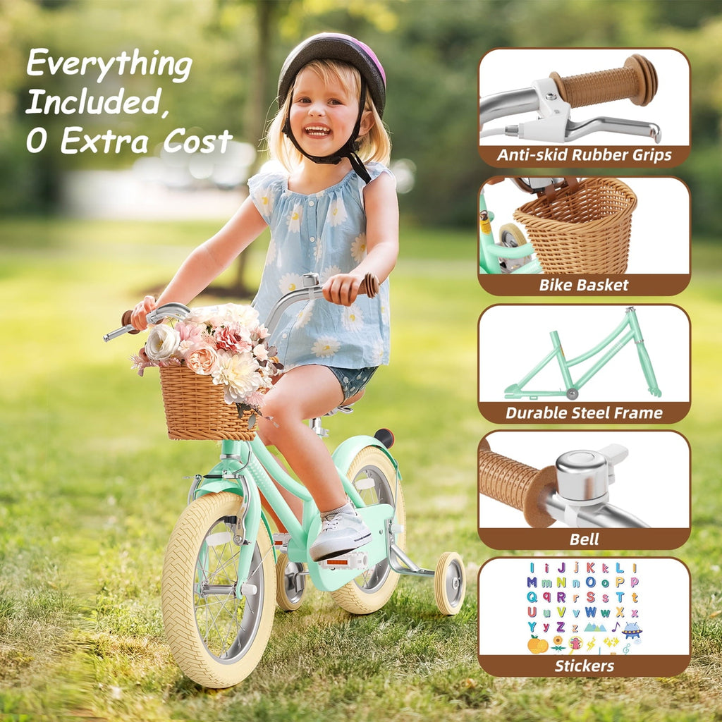 XJD 20 Inch Girls Bike for 6-12 Years Old Toddlers and Kids, Kid's Bicycle with Basket, Kid's Bike with Kickstand & Adjustable Seat Handlebar Height