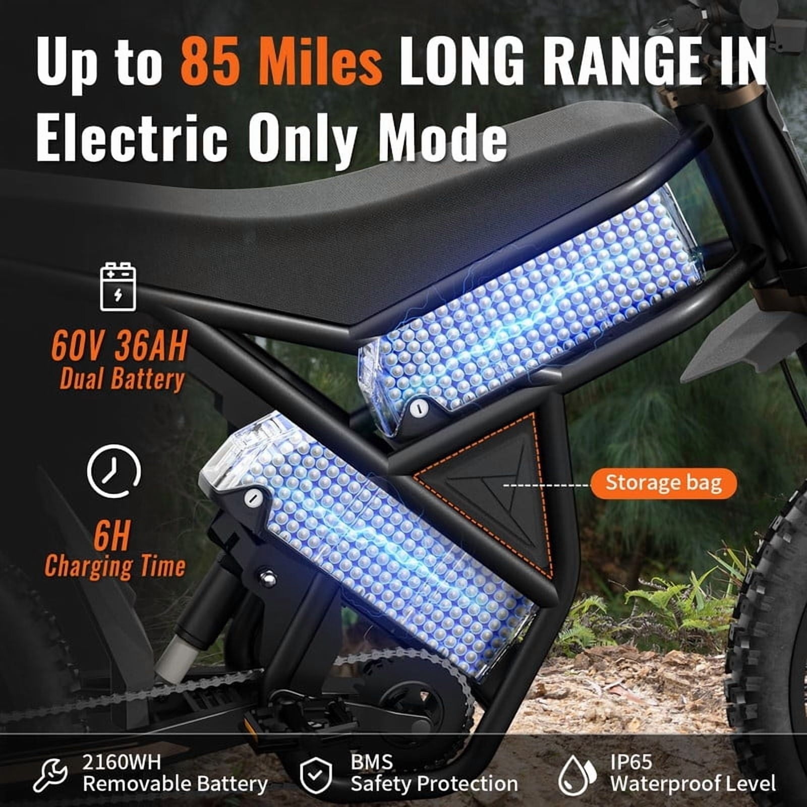 Riding'times GT54 PRO Electric Dirt Bike for Teens Adults,60V 25AH 40MPH Ebike with 14/12 Motorcycle Tire,3000W Dual Hydraulic Brakes Mountain Off-Road Dirtbike
