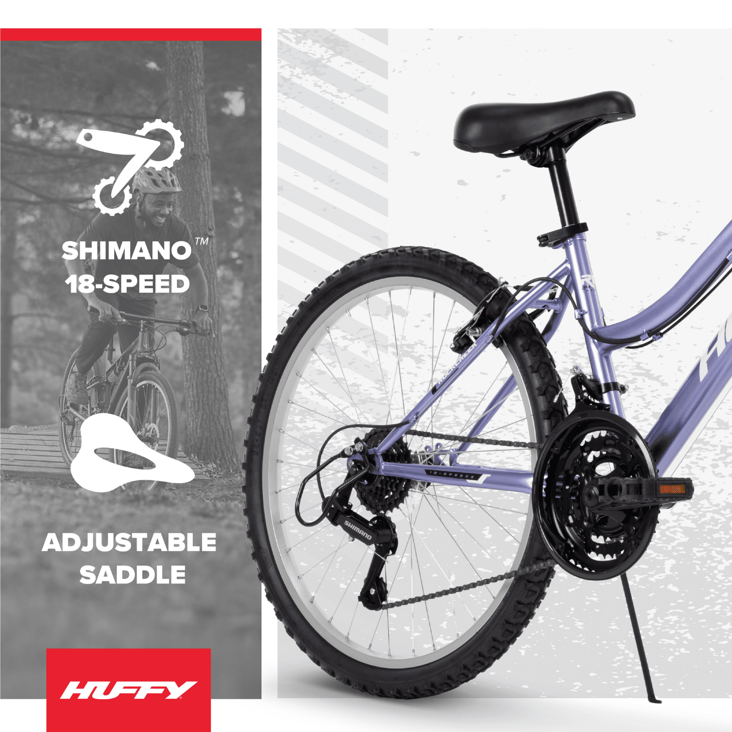 Huffy 24 Rock Creek Mountain Bike, Fits Riders 58” - 70”, Purple, Adult, Women's