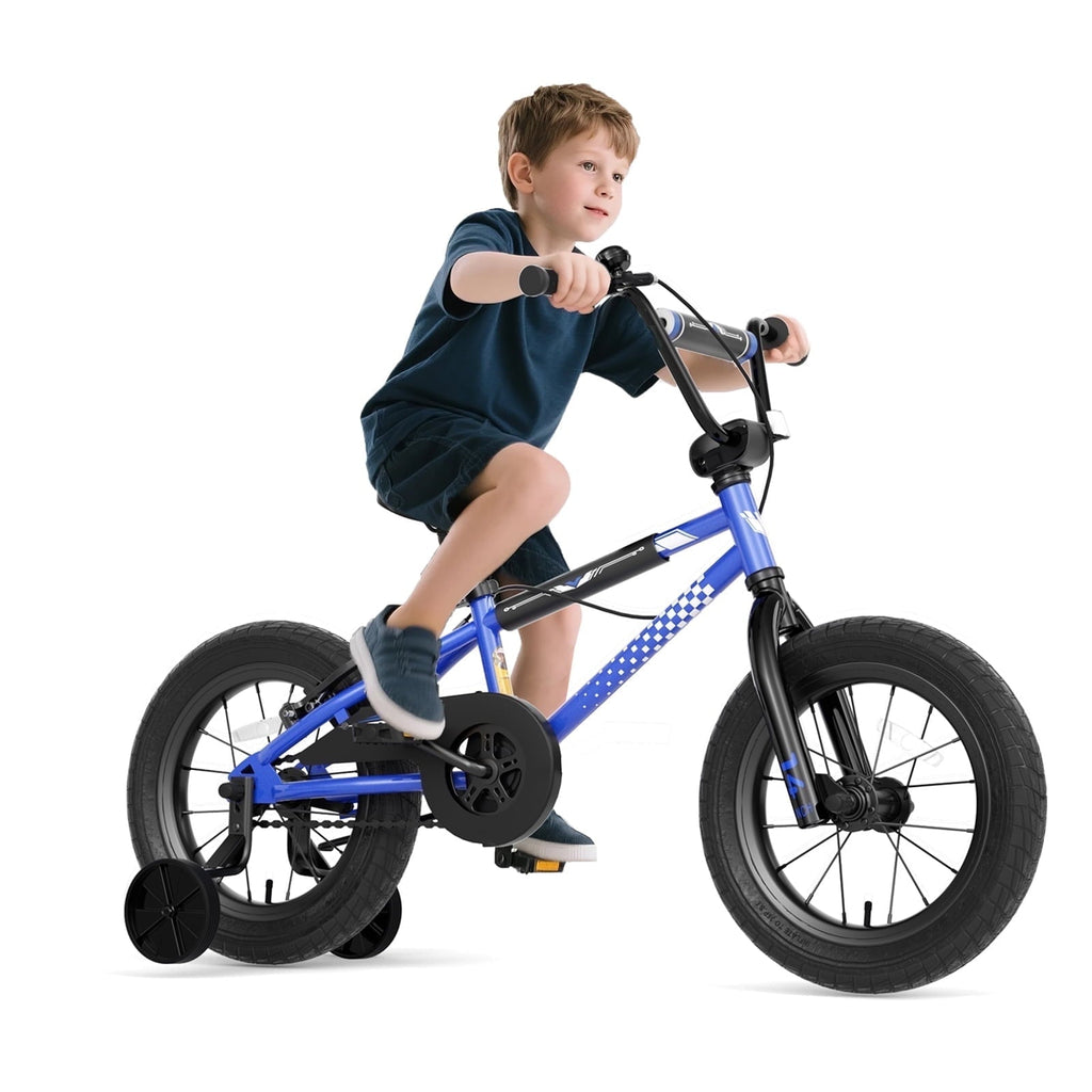 Korimefa Kids Bike, 14 inch Boys Bike BMX Style Bicycle with Training Wheels Coaster Brake for 4 5 6 7 Years Old Toddlers Boys , Blue