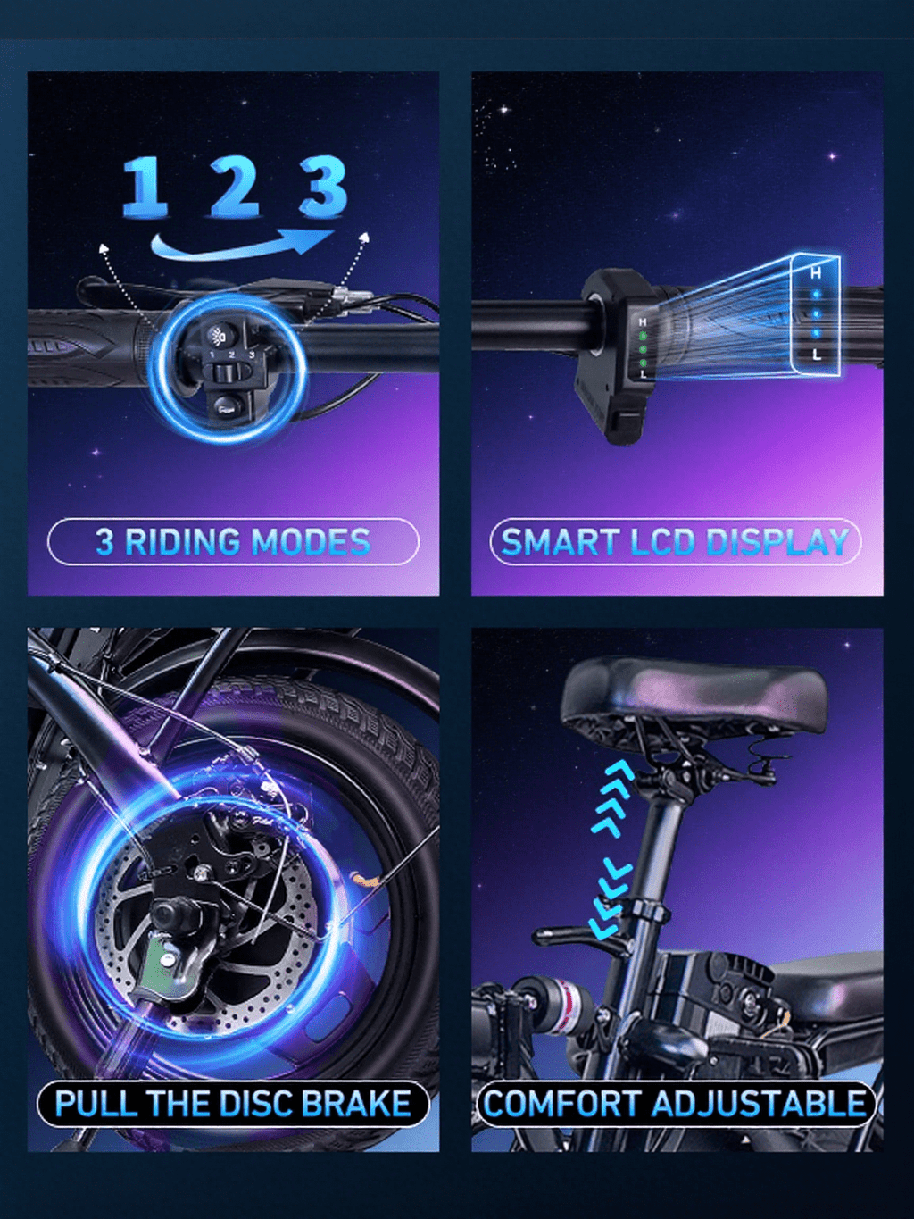 SHCNTEKU 14IN Folding Ebike, Features a high capacity 500W Peak Motor for Adults Teens, Removable Battery 25 Miles 20mph Electric bicycles,UL 2849