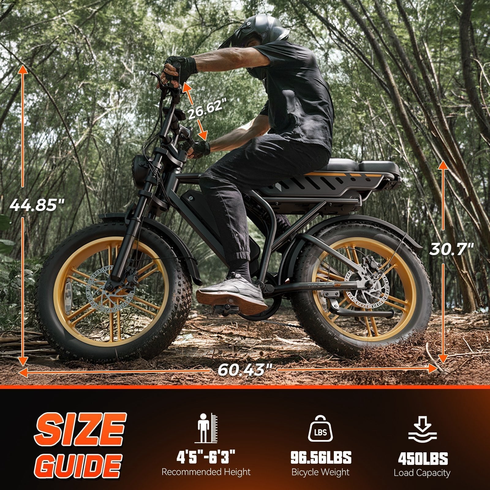TST Electric Bike for Adults, 750W Peak 1500W Motor, 20x4 Fat Tire E Bicycle, E Mountain Bike, 48V/15AH UL2849, App Control